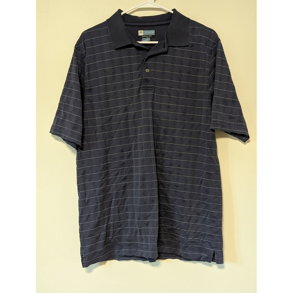 Jos. A. Bank Leadbetter Golf Mens Medium Navy Blue Striped Polo Shirt M